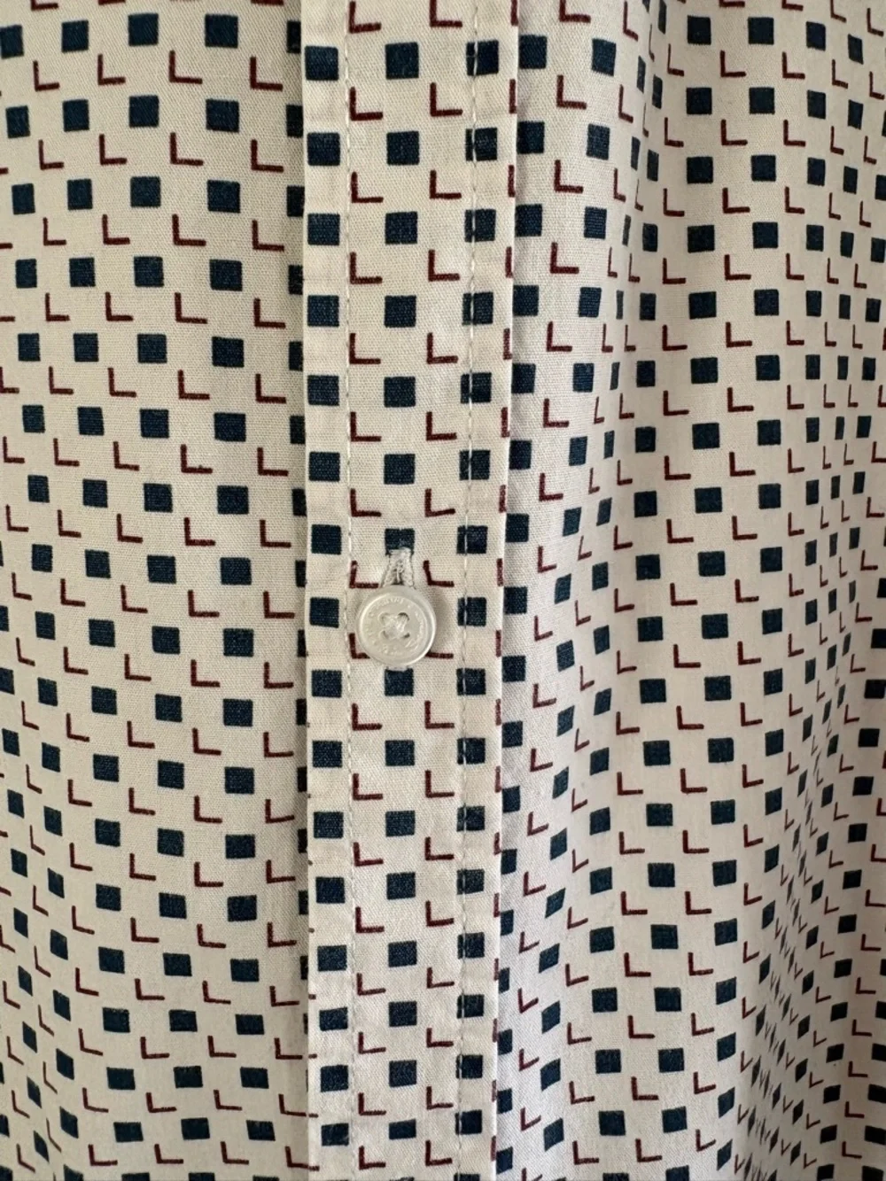 Ben Sherman White Shirt with Navy Squares and Maroon Accents Boys Size 18 - Picture 3 of 6